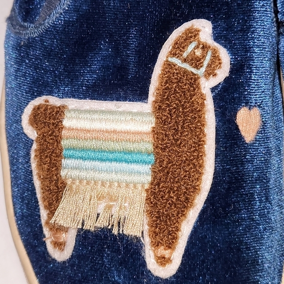 SOLUDOS LLAMAS IN LOVE Blue Velvet Sherpa Embroidered Sneakers Size 8 - Picture 13 of 16